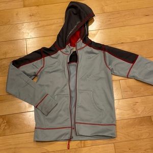 LL Bean kids sweatshirt. Full-zip with thumb holes. Fleece on inside. Sz M,10-12